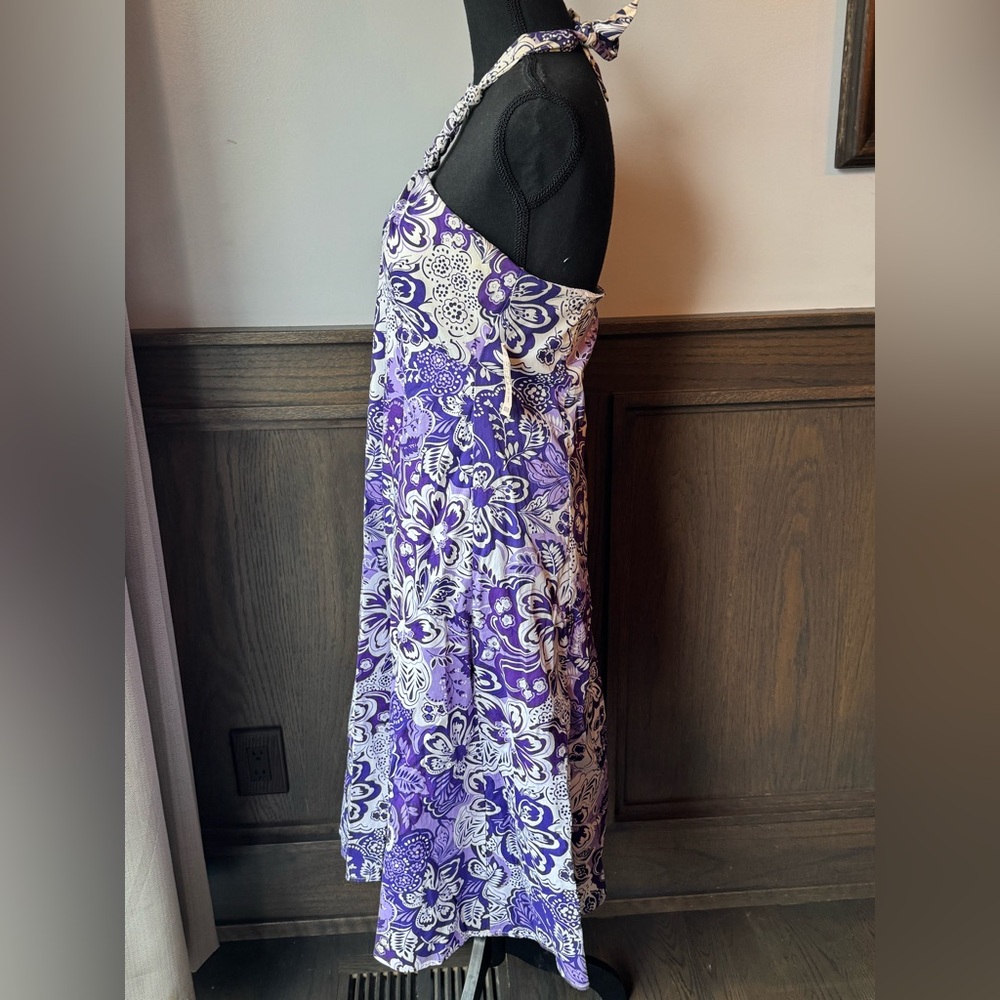 Dressbarn Purple and White Halter Floral Dress NWT 8 - Picture 3 of 8